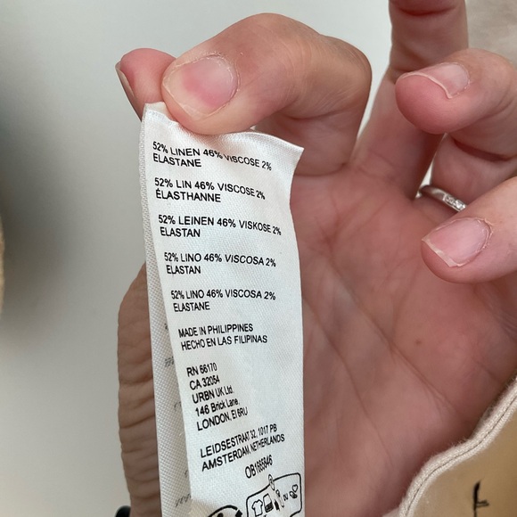 Anthropologie The Colette Cropped Wide-Leg Pants Contrast-Stitch Linen Size 32 - Picture 7 of 14